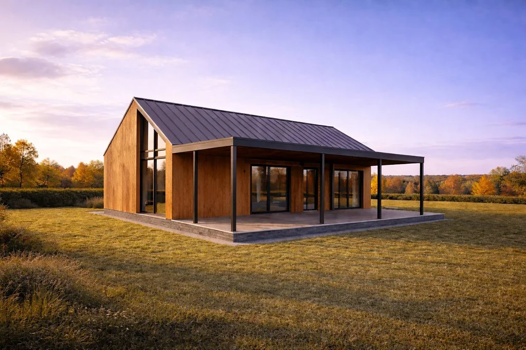 Wood brown — steel roof