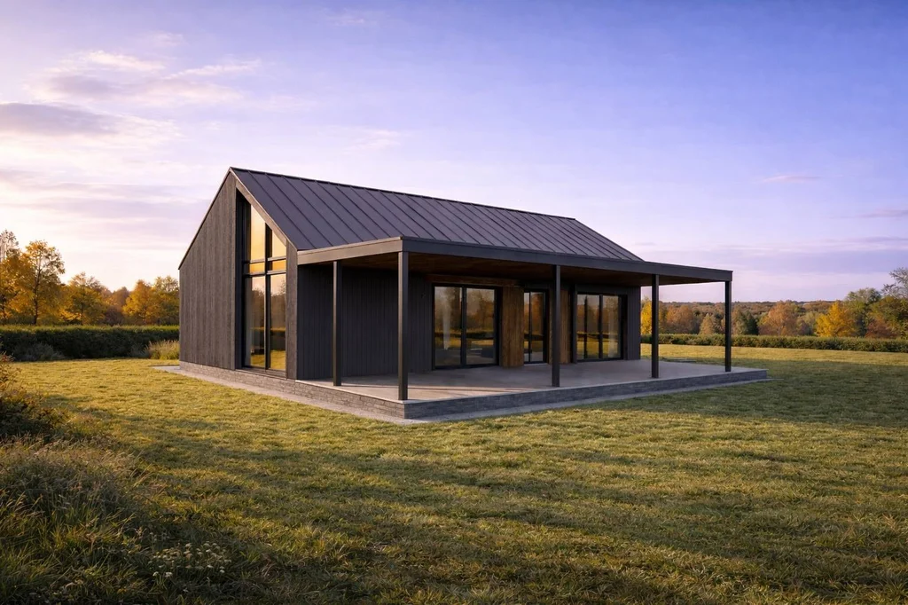 Wood dark — steel roof